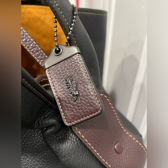 Coach Black and Tan Leather Tote - Picture 10 of 16